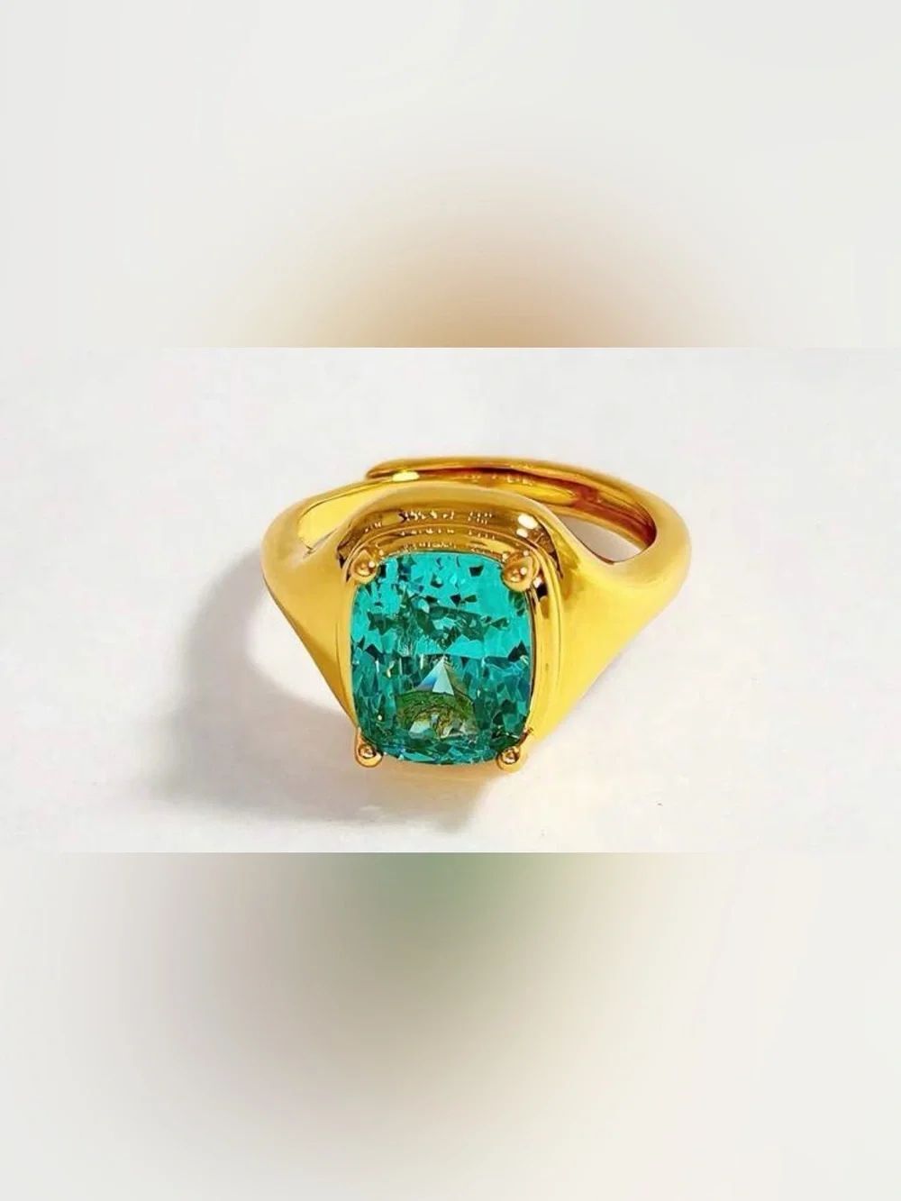 Teal Cushion-Cut Gold Ring A2169